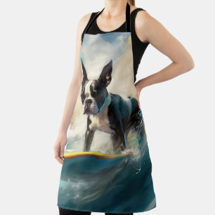 Tablier Boston Terrier Beach Surfing Peinture
