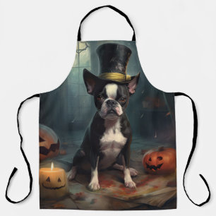 Tablier Boston Terrier Citrouille Halloween effroi