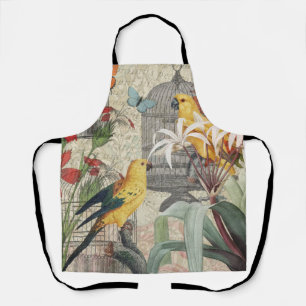 Tablier Botanique Vintage Oiseaux Nature Antique Tropical
