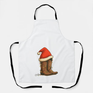 Tablier Bottes de cow-boy Noël chapeau de Santa occidental