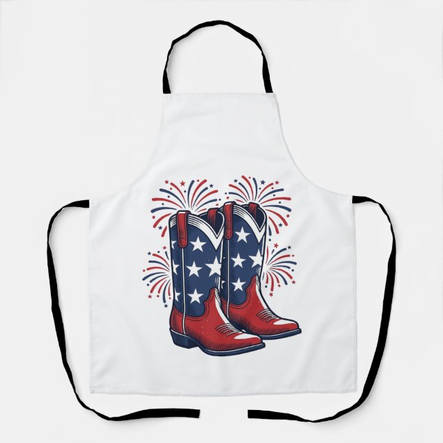 Tablier Bottes de cowboy patriotiques conception de chemis (Recto)
