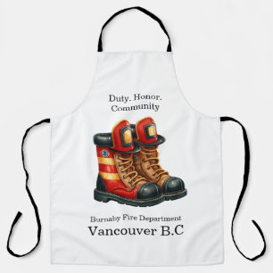 Tablier Bottes de pompier uniques reposant après une longu