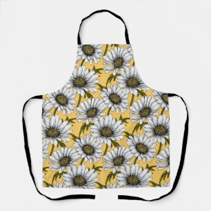 Tablier Bouches blanches, fleurs sauvages sur jaune