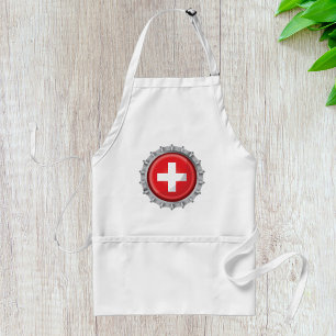 Tablier Bouchon de bouteille drapeau suisse croix rouge et