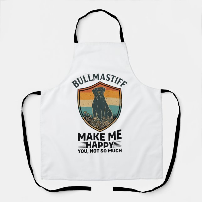 Tablier Bouclier de chien Bullmastiff Make Me Happy Rétro  (Recto)