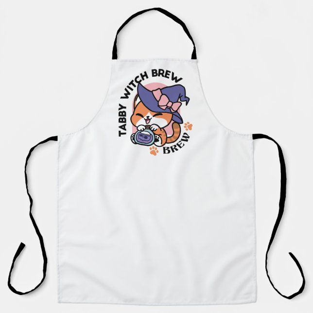 Tablier Bouillon de sorcière tigrée – Joli design de chat  (Recto)
