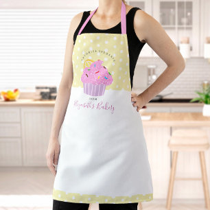 Tablier Boulangerie Cupcake Rose Sucré Dessert Jaune Perso