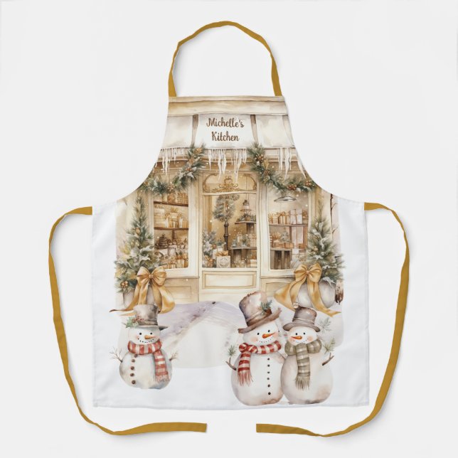 Tablier Boulangerie d'hiver au ruban d'or (Recto)