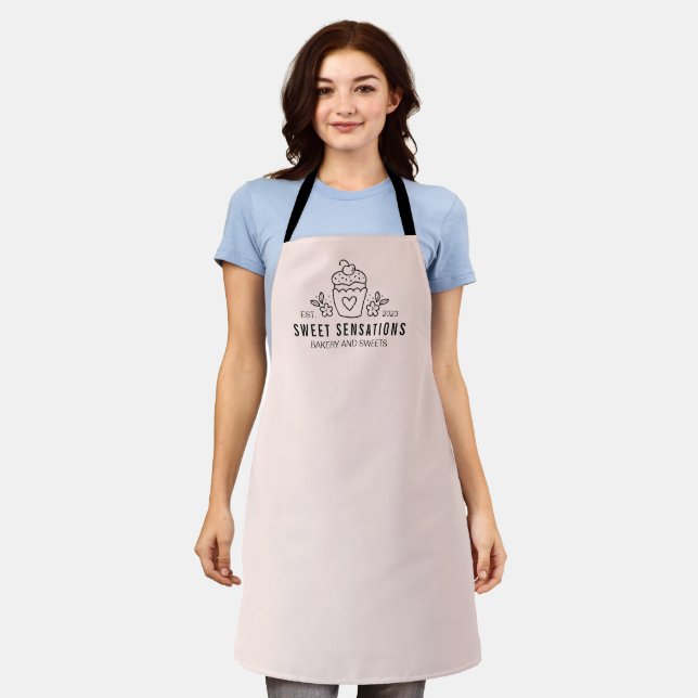 Tablier Boulangerie moderne rose vif Cupcake (Porté)