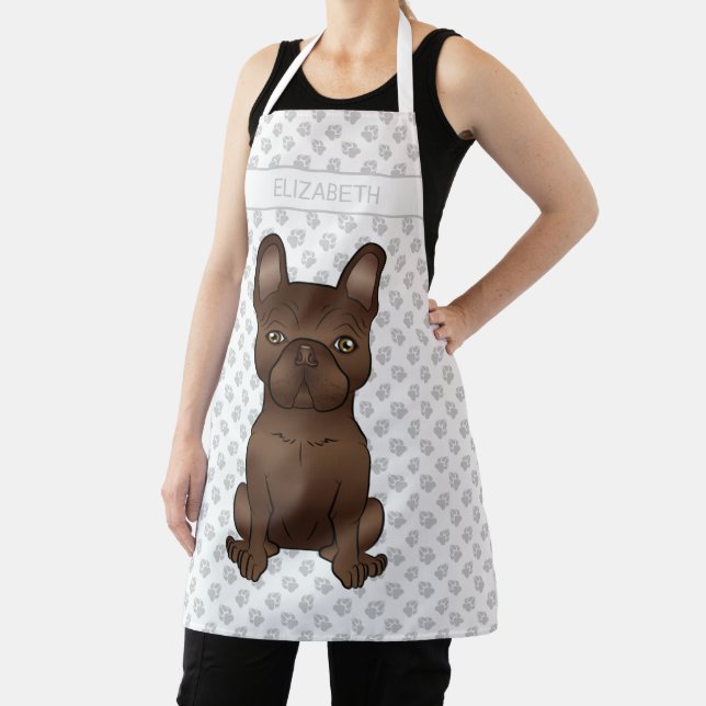 Tablier Bouledogue français brun / Dessin animé Frenchie & (Insitu)