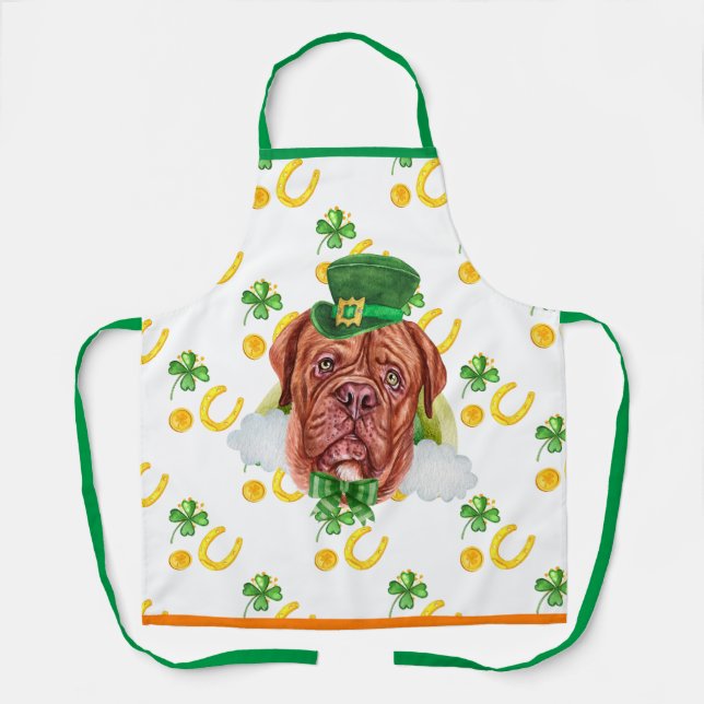 Tablier Bouledogue français décorations de fêtes Saint-Pat (Recto)