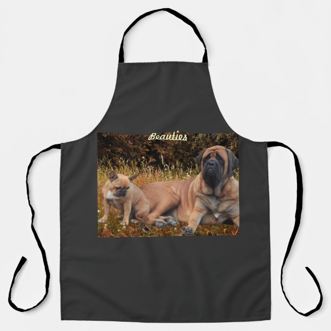Tablier Bouledogue français et Mastiff amis (Recto)
