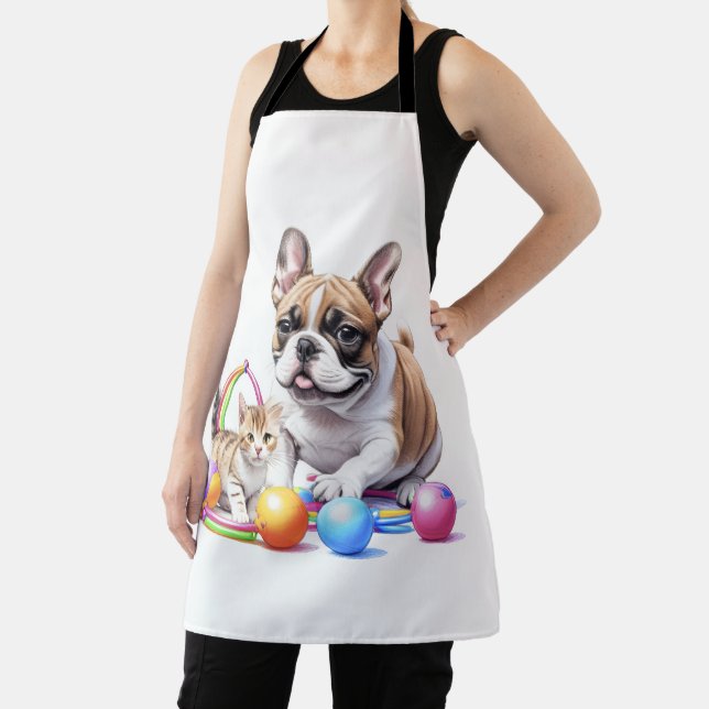 Tablier Bouledogue français French Bulldog avec chat (Insitu)