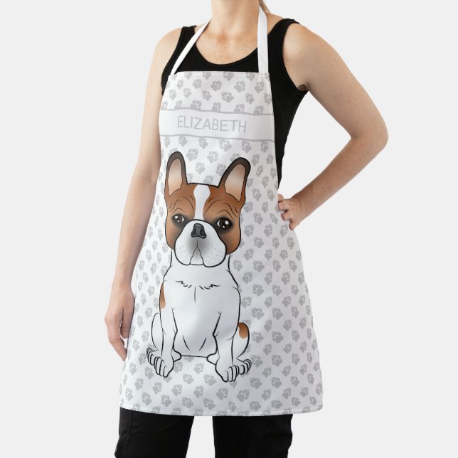 Tablier Bouledogue français pie rouge mignon dessin animé  (Insitu)