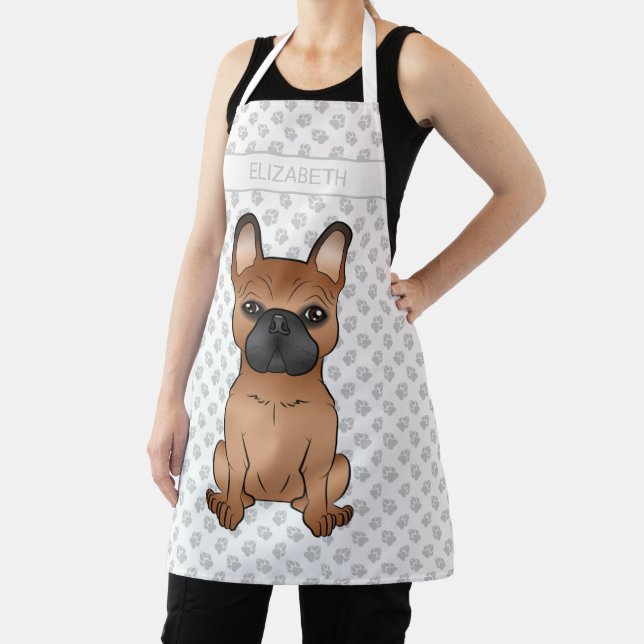 Tablier Bouledogue français rouge / Frenchie dessin animé  (Insitu)