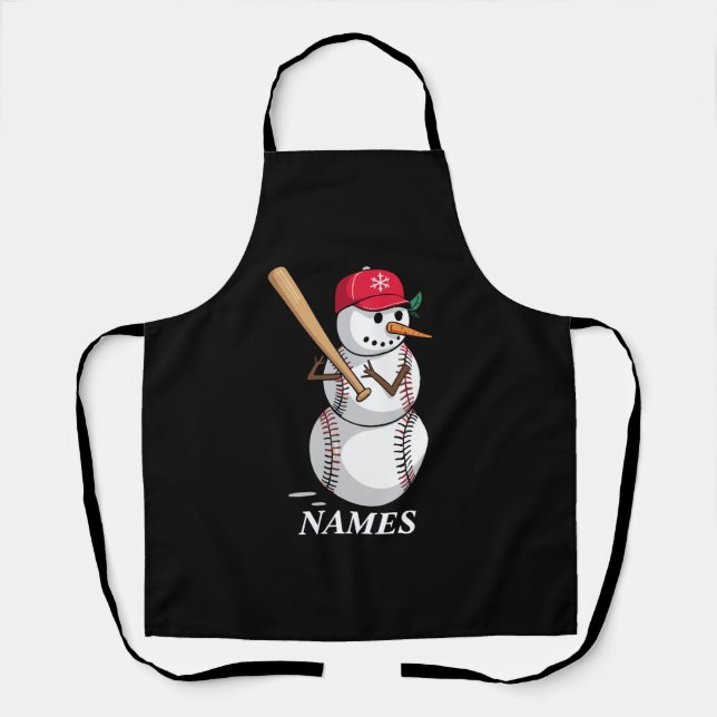 Tablier Boules de neige de baseball avec nom personnalisé  (Recto)