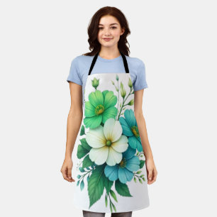 Tablier Bouquet de fleurs blanches bleues-57453