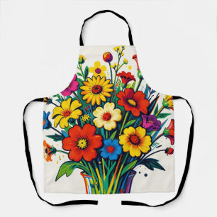 Tablier Bouquet de fleurs sauvages vibrant Art populaire
