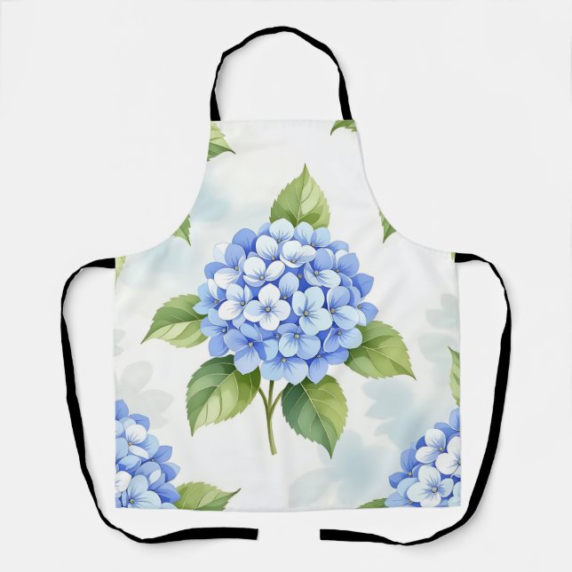 Tablier Bouquet de Hortensias Bleu Pastel (Recto)