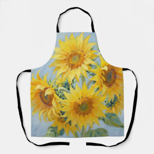 Tablier Bouquet de tournesols vibrant peinture à l'huile