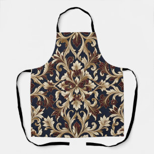 Tablier Bourgogne doré motif damassé baroque orné