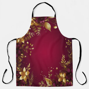 Tablier Bourgogne Rouge Or Fleurs Apron de Vacances
