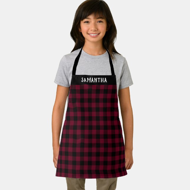Tablier Bourgogne rustique plaid de buffle noir personnali (Insitu)