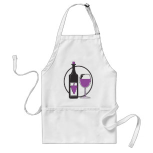 Tablier Bouteille de vin rouge et verre