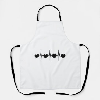 Tablier Bouton cardiaque avec petits coeurs cardio ECG