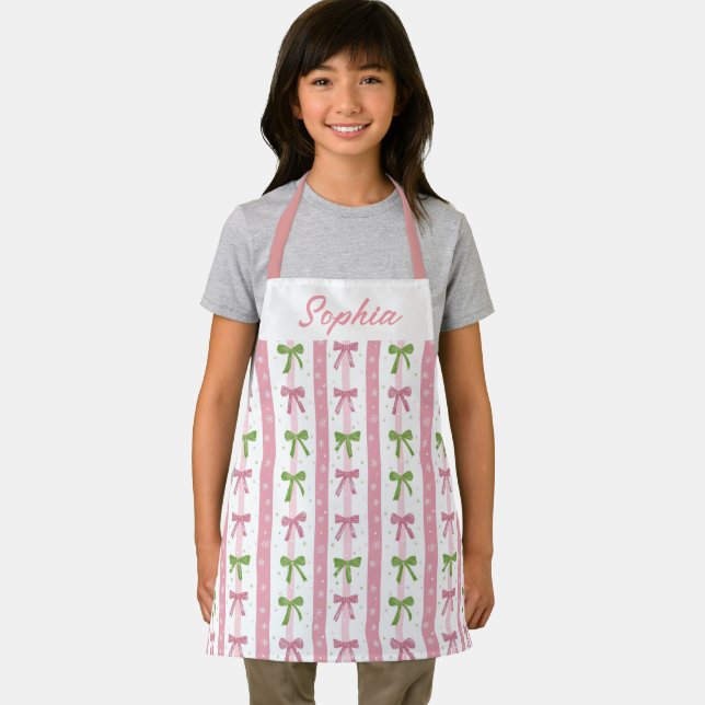 Tablier Bow Holiday Kitchen Apron for Children Christmas (Insitu)