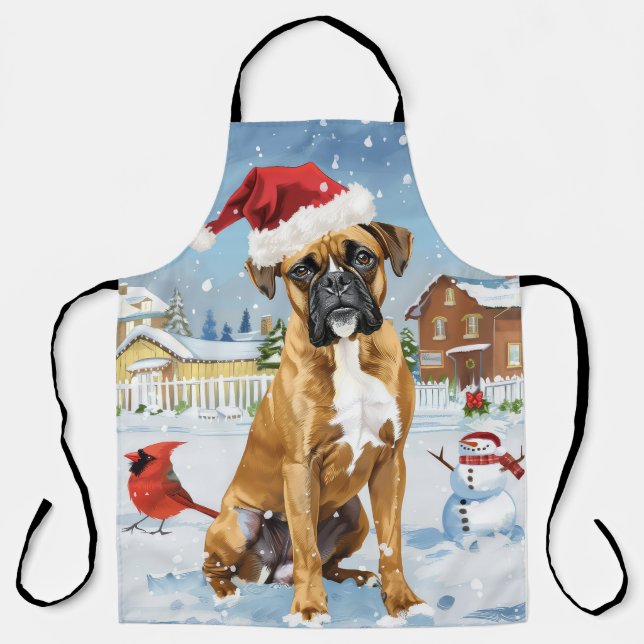 Tablier Boxer Chien Winter Wonderland Noël Joie (Recto)