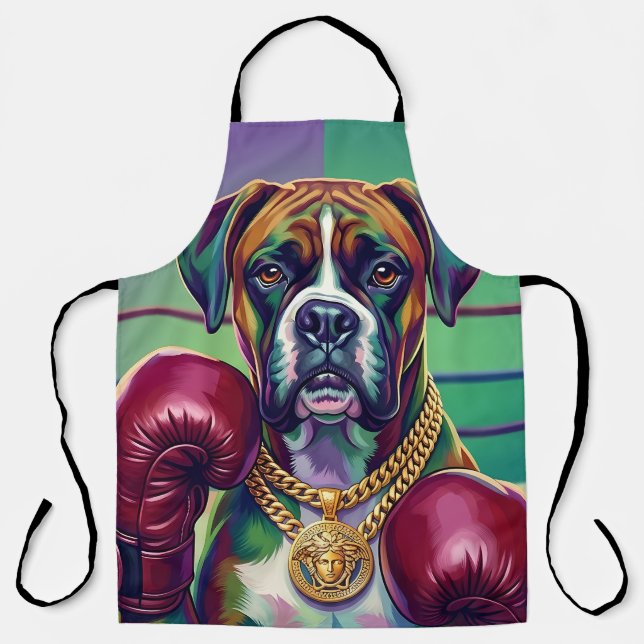 Tablier Boxeur de Dogue Boxeur Moderne d'Art Pop Athlète (Recto)