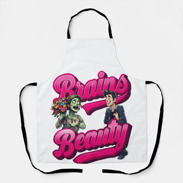 Tablier Brains & Beauté - Design Humour Zombie (Recto)