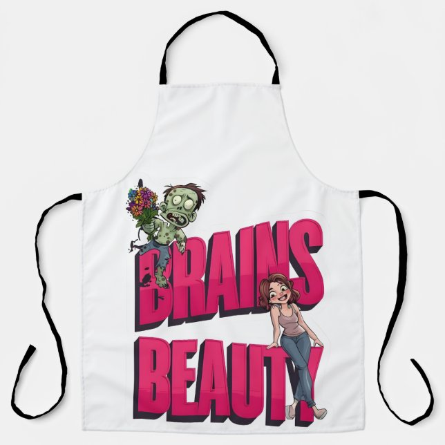Tablier Brains & Beauté - Design Humour Zombie (Recto)