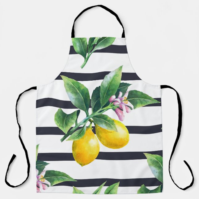 Tablier Branche de citron : lisière d'aquarelle d'agrumes (Recto)