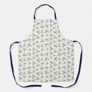 Tablier Branches bleues sur crème - motif sans soudure.