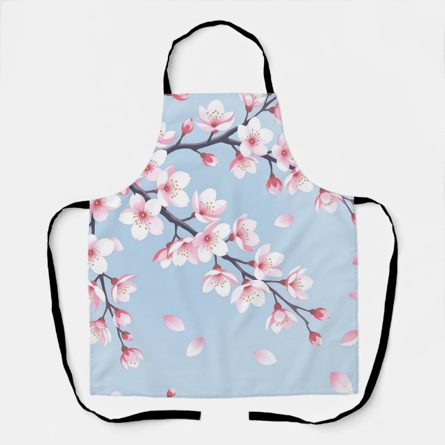 Tablier Branches de fleurs de cerisier motif serein (Recto)