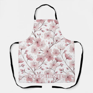 Tablier Branches de fleurs roses romantiques et floraison