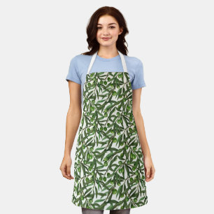Tablier Branches d'olive sur blanc