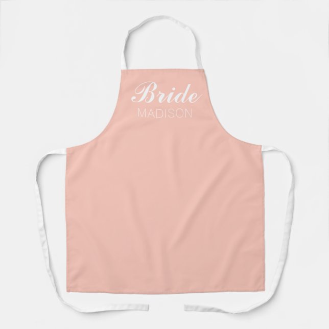 Tablier Bride Blush Coral rose Script Cuisine (Recto)