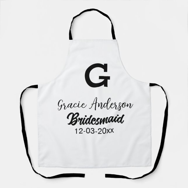 Tablier Bridesmaid ajouter nom monogramme simple minimal m (Recto)