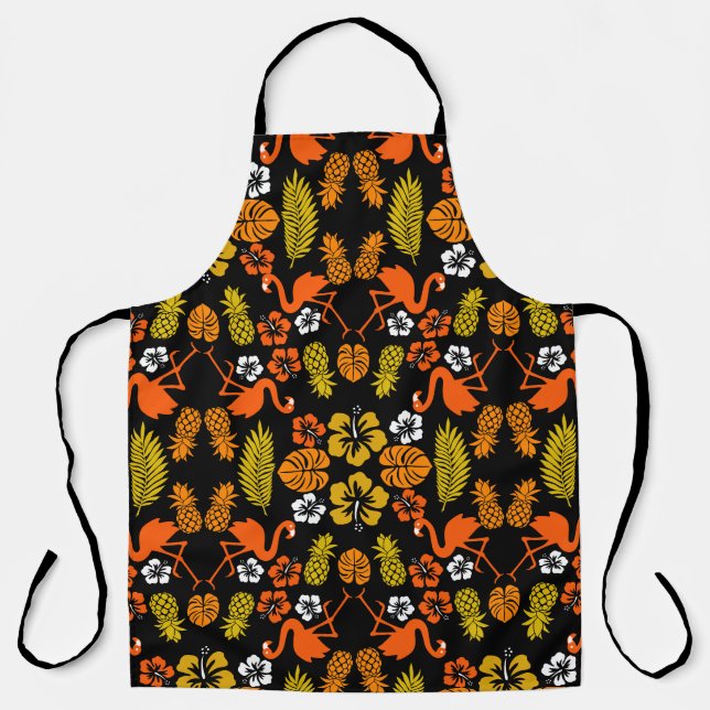 Tablier Bright Orange Floral Tropical Motif (Recto)