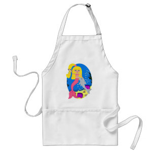 Tablier Brigit the Pink Mermaid and Dolphin Apron