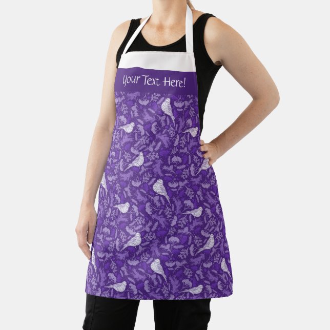 Tablier Brillant violet et blanc d'hiver Oiseau floral (Insitu)