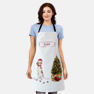 Tablier Brittany Chien de Noël drôle et arbre