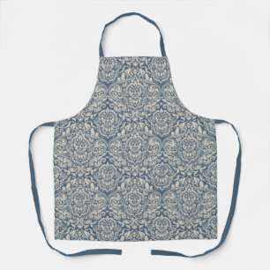 Tablier Brocade vintage de Damas fleurit en bleu