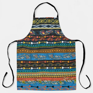 Tablier Broderie coloré simplifié plumes ethniques pat