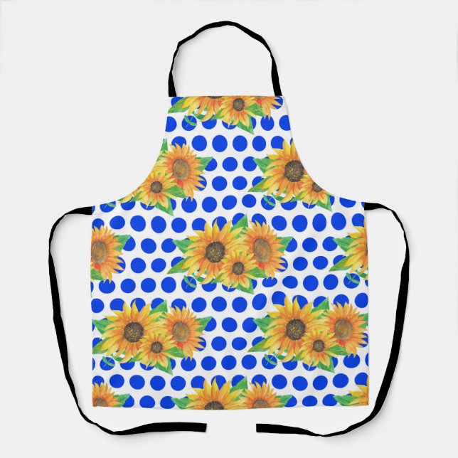 Tablier Broderie florale de tournesol (Recto)