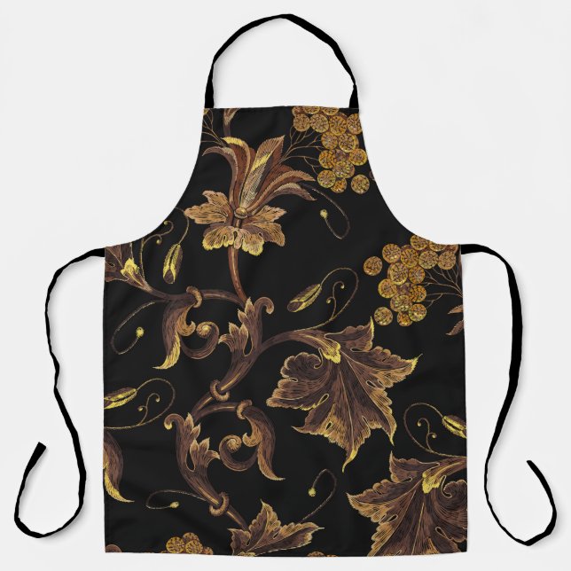 Tablier Broderie renaissance dorée patte transparente fleu (Recto)