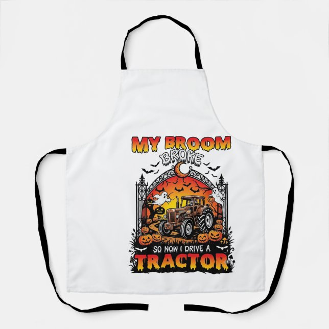 Tablier Broom Broke Tractor Halloween Sorcières Fantômes_1 (Recto)